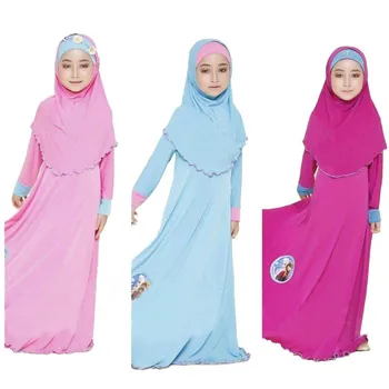 Divas Tradicionālo Cartoon Kids Apģērba Modes Bērns Abaya Musulmaņu Meitene Kleita Jilbab un Abaya Islāma Bērnu Kleitas