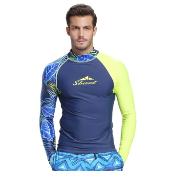 Sbart apģērbs vīriešu garām piedurknēm izšūšanas anti-uv sauļošanās ādas sērfošanu, niršanu, peldēšanu T-krekls sauļošanās apģērbi