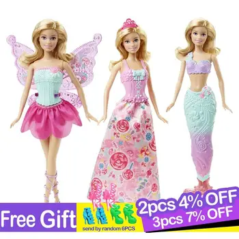 Sākotnējā Barbie Zīmolu Pasaku Sirēna Saģērbt Lelle Meitene Rotaļlietas, Dāvanu Komplekts Dzimšanas diena, Ziemassvētku Meitenes Atdzimis Rotaļlieta Dāvana Bērniem