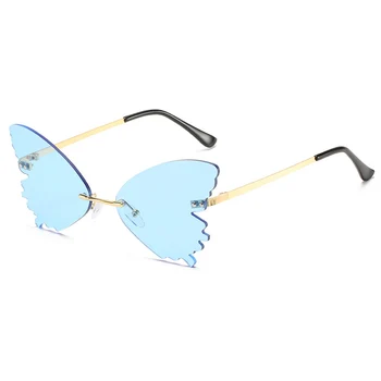 TIK&EI Unikālo bez apmales Sieviešu Saulesbrilles Zīmola Dizainere Skaidrs Okeāna Lēcas, Briļļu, Tauriņš Forma, Dāmas, Saules Brilles Oculos UV400