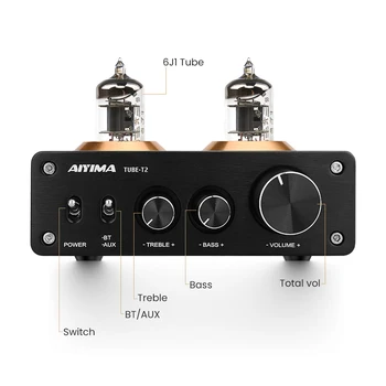 AIYIMA Bluetooth 5.0 HiFi 6J1 Vakuuma Cauruļu Preamp Pastiprinātājs Stereo Preamplifier Ar Trīskāršot, Bass Kontroles Mājas Skaņa Kinoteātra