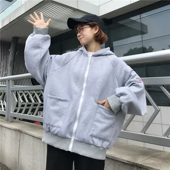 Plus lieluma Hoodies Sieviešu Harajuku streetwear kawaii lielgabarīta zip up krekls apģērbu korejiešu style long sleeve topi Ziemassvētku