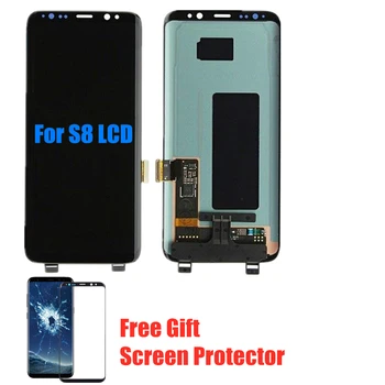 Super Amoled S8 LCD ar rāmi SAMSUNG Galaxy S8 G950 G950F Displejs S8 Plus G955 G955F Touch Screen Ar Dāvanu