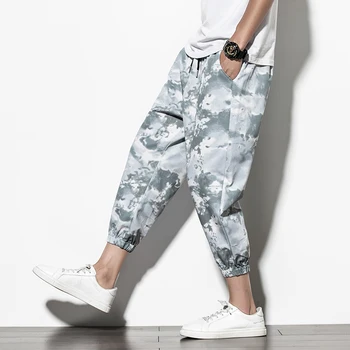 Vīrieši Iespiesti Joogers Bikses Ir 2021. Mens Teļš-Garums Japāņu Stila Kokvilnas Streetwear Harēma Bikses Vīriešu Vintage Treniņbikses Bikšu