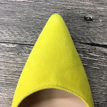 Citronu Dzeltena Augstiem Papēžiem Sekla 12cm Augstiem Papēžiem Kurpes 10cm Sieviešu Kurpes Ekskluzīvas Modes 8cm Plānas Papēžiem Puse RM017 ROVICIYA