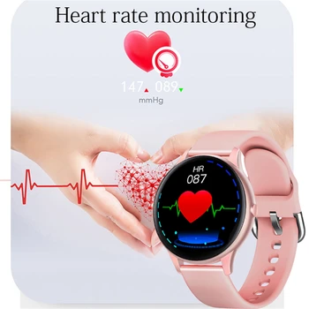 Bluetooth Sievietes Smart Skatīties Pilnu Touch Screen Reālā Laika Aktivitātes Tracker Sirds Ritma Monitors Sporta Dāmas Skatīties