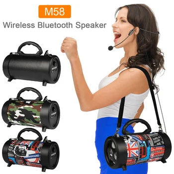 M58 Bezvadu Bluetooth Skaļruni 1200mAh Āra Portatīvo Subwoofer Mūzikas Stereo Kolonnas Spēcīgs Sporta Radio FM Bezvadu Skaļruņi