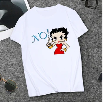 2020. gadam, Modes Sievietēm Apaļu Kakla T-Krekls ar Īsām Piedurknēm T-Krekls Dāvanas Draudzene, Modes Sievietēm AOWOF Betty Boop Dāmu T-krekls