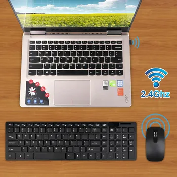ChonChow 2.4 G Slim Optiskā Bezvadu Tastatūras un Ultra-Plānām Peles Peles USB Uztvērējs Combo Kit for MAC PC Dators ar Peli