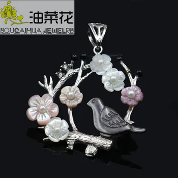 Ziedu Skaista Meitene Dabas Abalone Seashell Jūras Pērle Shell Kuloni, Putnu Hippocampus Rotaslietu Izgatavošana Dizaina Dāvanas Sievietēm