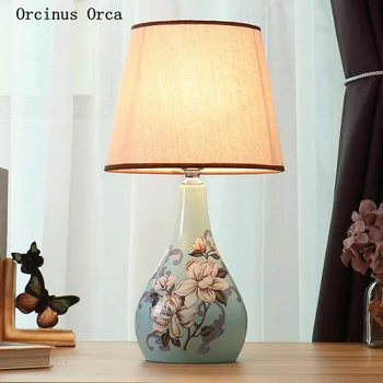 Jaunais Ķīnas cirsts keramikas galda lampa, restorāns tējnīca, guļamistabas gultas lampa jaunu Amerikāņu lauku maza galda lampa