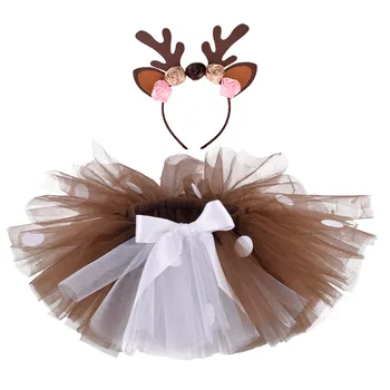 Ir 2021. Jaunu Cartoon Bambi Fotogrāfija Tutu Svārki Ziemassvētku Pūkains Brown Deer Meitenes Tutu Svārki Bērnu Halloween Cosplay Kostīmi