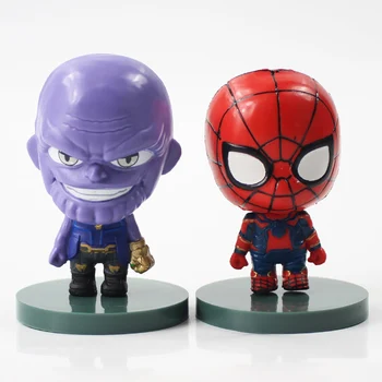 6cm 6pcs/daudz, Brīnums Avengers Q Versija Thanos Hulk, Spiderman Dzelzs Vīrs Ārsts Dīvaini, Captain America PVC Attēls Kolekcionējamu Rotaļlietu