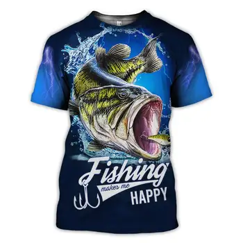Dzīvnieku Zvejas Mākslas Harajuku vasaras t-krekls Atdzist Chase Āķa Zivju Drukāt Modes 3D Īsām piedurknēm T-krekls Dropshipping stils-4