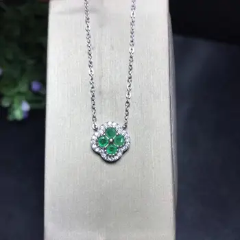 Klasisks stils, Āboliņš Kaklarota, dabas emerald, tiešām 925 sudraba. Sieviešu Sexy Kaklarota