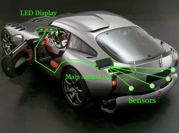 LED displejs, Automobiļa Novietošanas Sensori 4 Radariem AutomobileCar-detektors Parktronic Signalizācijas Melna balta SARKANA zila, sudraba