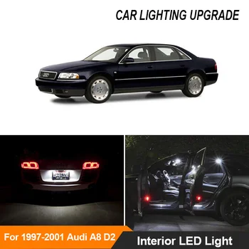 17x Canbus Spuldzēm, Balto Interjeru LED Light Komplekts 1997-2001 Audi A8 D2 Piederumi Kartes Durvis ar Cimdiem Licences plāksnes gaismas Indikators