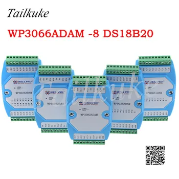DS18B20 Temperatūras Iegādes Modulis 8 RS485 MODBUS Komunikācijas -WP3066ADAM