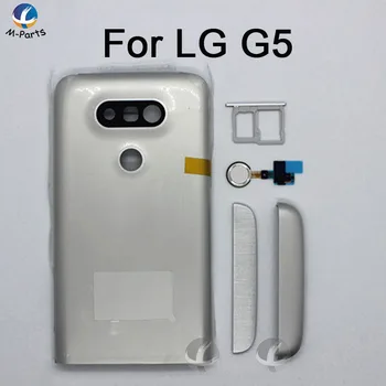 Oriģinālo Aizmugurējo Metāla Vāciņu Mājokļu LG G5 F700 H850 H860N LS992 H830 Aizmugures Akumulatora Durvju Vāks Apvalks + Sensors Flex + SIM Kartes Slots