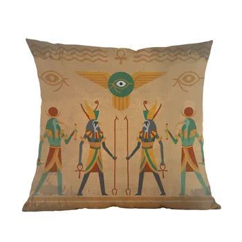 Senās Ēģiptes Murals portrets Hieroglifu Faraons Horus Acs Dieviem Mest Spilvens Gadījumā Mājas Galerija Dīvāns Dekoratīvs Spilvens Segums