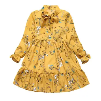 3-12 Gadiem Līdz 2018. gada Rudenī Preppy Stils Ziedu Meitenes Saģērbt Princese ar garām Piedurknēm Bērni Skolā Kleitas Meitene Bērniem Drēbes JW4165