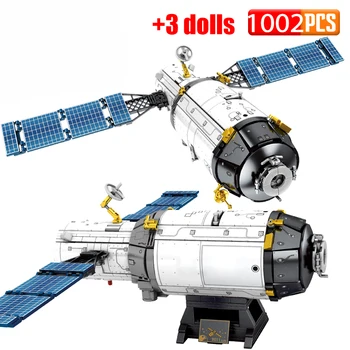 Ķīnas Pilotējamo Kosmosa Testa Kosmosa Staciju Zinātnes Tehnoloģiju Creative Assembly Building Bloki Puzzle Bērnu Rotaļlietu Izglītības Dāvanu