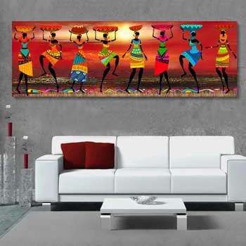 MUTU Āfrikas Sievietes Dejo Drukāt Krāsainu Plakātu, Audekls Gleznošanai Cilšu Sienas Art Sienas, Attēlus Dzīves Telpu Dekorēšana Unframe