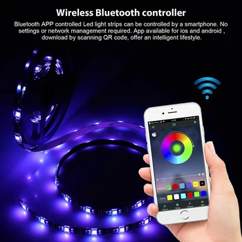 Bluetooth RGB LED Sloksnes Gaismas 5050 SMD Elastīgās Lentes Mājas Dekoru LED Lights1M 2M 3M 4M 5M 10M Lentes USB DC 5V Bluetooth Kontrole