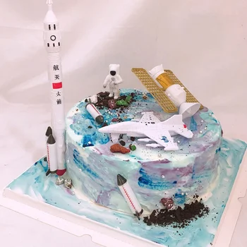 Astronauts Aeronavigācijas Modeļa Izpēte Raķešu Skatuves Rotas Cake Topper Spēlētājs Space Shuttle Laimīgu Dzimšanas Dienas Kūka Dekori