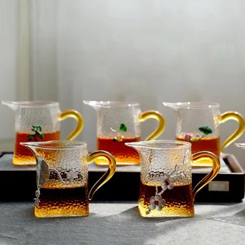 Japāņu Stila Termiski Izturīga Stikla Taisnīgu Kausa Gatavotās Plūmju Ziedu Kung Fu Tējas Komplekts Tējas Ceremoniju Piederumi Tējas Krūze Drinkware Jaunas