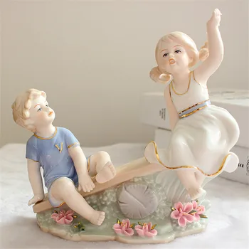 WU CHEN ILGI Cute Meitene Un Zēns Mākslu, Tēlniecību, Porcelāna Pāru Skaitlis Statuetes Raksturs Keramikas Amatniecības Eiropas Mājas Dekoru R5272