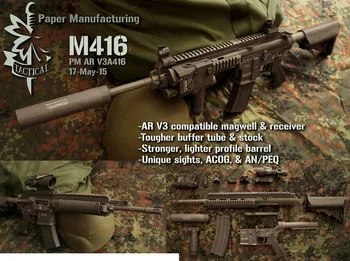 95cm 1:1 HK416 M416 Papīra Paraugs Uzbrukums Šautene Submachine Gun Puzzle Spēle, Zēns, Meitene Dāvanu