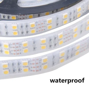 Led strip gaismas 5050 silikona caurule, virves, lentes ip68 ūdensnecaurlaidīga dubultā rinda 600led 5m DC-12V 3200K 6500k balta, silta balta, RGB lentes