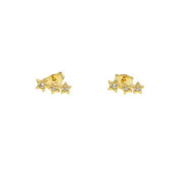 2019 Top modes delikāts 925 sterling sudraba spīdīgas Kristāla trīs zvaigžņu mini zircon CZ stud auskars sievietēm šarmu kāzu dāvanu