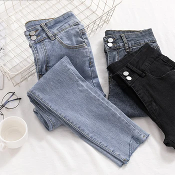 Džinsi Sieviete izdilis džinsi plus lieluma sieviete mamma jeans black 2019 Stiept džinsa Bikses sievietēm