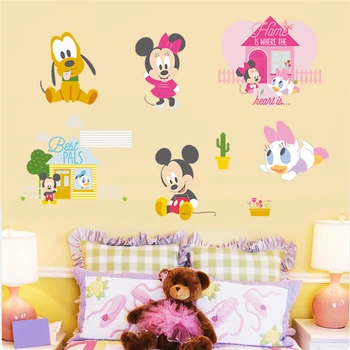 Karikatūra mickey minnie mouse plutons pīļu sienas uzlīmes bērniem, istabas, mājas dekoru disney sienas uzlīmes pvc sienas mākslas diy plakāti