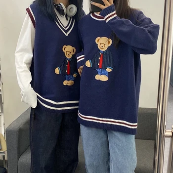 2020. gada Rudenī un Ziemā multfilma lācis Sieviešu vaļēju Apkakli Un Džemperi Džemperis preppy stils Sieviešu trikotāžas Džemperis sieviešu (F1442)