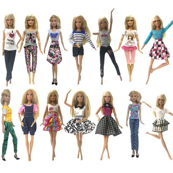 NK 10 Set/Daudz Nejauši Sajauc Stila Lelle Kleita Skaista Puse Drēbes Top Modes Kleita Barbie Lelle Meiteņu Dāvanu DZ
