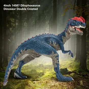 Jaunu 4inch 14567 Jurassicings Parki Dilophosaurus Dinozauru Rotaļlietas Modeļa Dubultā Crested Ķirzaka PVC Rīcības Attēls Rotaļlietu Dāvanu Bērniem