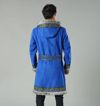 Mongolijas Ziemas Vīriešiem Parkas deerskin vilnas Tradicionālo etnisko Apģērbi Vīriešiem Kapuci, Vīriešu Žaketes Mēteļi Tang uzvalks Augšu