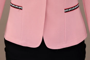 Pavasara Modes Sieviešu Slim Plus Lieluma Gadījuma Jaka Ar Garām Piedurknēm Vienu Pogas Uzvalkā Biroja Dāma Darbu Valkā Top Mētelis, Žakete