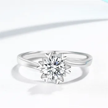 Savīti roku vienu dimanta sniegpārslas karātu sieviešu gredzenu imitācijas ziedu formas vainagu rādītājpirkstu dimanta kāzu smaragds gredzenu