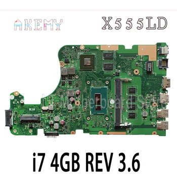 X555LD Mātesplati i7, 4GB REV 3.6 Par Asus X555LP X555L F555L K555L W591L Klēpjdators mātesplatē X555LD Mainboard X555LD Mātesplati