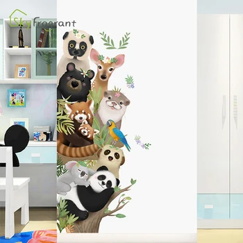 Cute dzīvniekiem, sienas uzlīmes, durvju uzlīmes, stūra apdares pašlīmējošas mājas dekors bērniem, telpu dekorēšana bērnu guļamistaba dekori