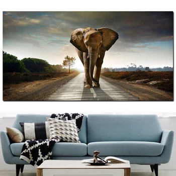 Āfrikas Zilonis Dzīvnieku Ainavas Eļļas Glezna Sienas Art Attēlus Krāsošana Sienas, Mākslu, viesistaba, Mājas Dekoru (Bez Rāmja)