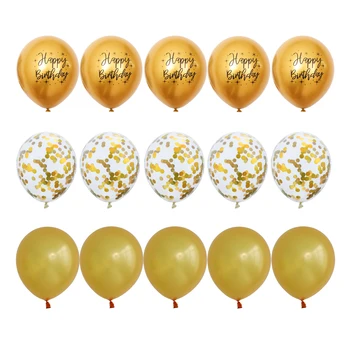 15pcs Rose Gold Metāla Iespiesti Happy Birthday Lateksa Balonu Konfeti Chrome Baloni Puse, Kāzu Jubilejā, Dekoru Baloon