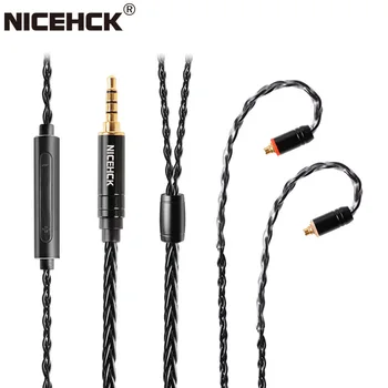 NiceHCK BlackWheat 8 Kodolu Sudraba Pārklājumu Vara Mikrofona Kabelis MMCX/NX7/QDC/0.78 2Pin par DB3 ZSN ZST AS10 ZS10 EDX C10 CA4 C12