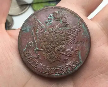 Ierobežotas pārdošanas Krievijas Monētas 5 Kopeks 1789 ESMU Sarkanā Vara Monētu Kopijas