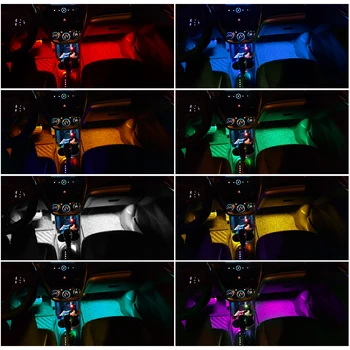 Auto Interjera Multicolor LED Lentes RGB Auto RGB Atmosfēru Grīdas Gaismas, Skaņas Sensors un Tālvadības pults Dekoratīvas Neona Gaismas