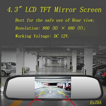 EzZHA 4.3 collu Auto HD Atpakaļskata Spogulis Monitors CCD Video Auto Novietošanas Palīdzības LED Nakts Redzamības Atpakaļgaitā, Atpakaļskata Kamera